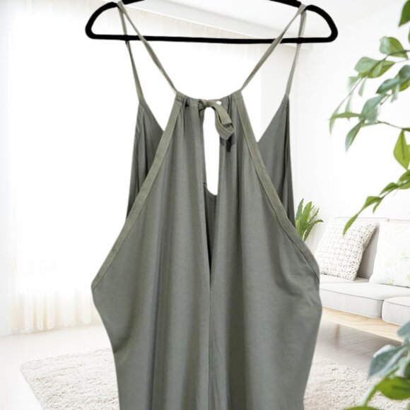 Bobi Sage Green Draped Modal Cotton Jersey Jumpsuit Romper | Size Small - Picture 8 of 14